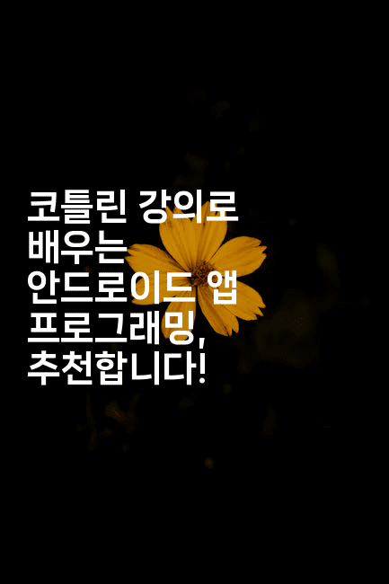 코틀린 강의로 배우는 안드로이드 앱 프로그래밍, 추천합니다!2-코틀린린